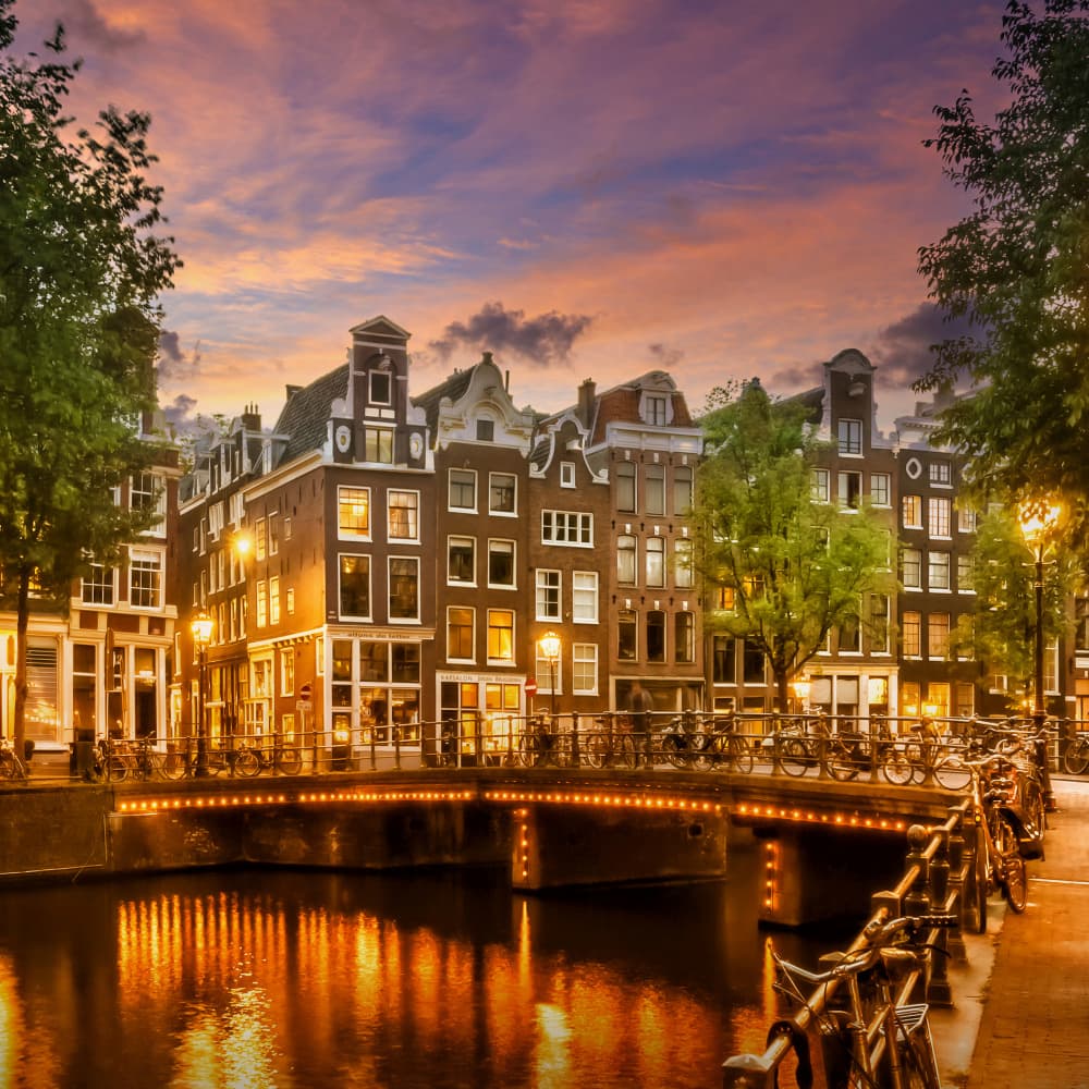 Amsterdam Canal Twilight by Melanie Viola — canvas wall art