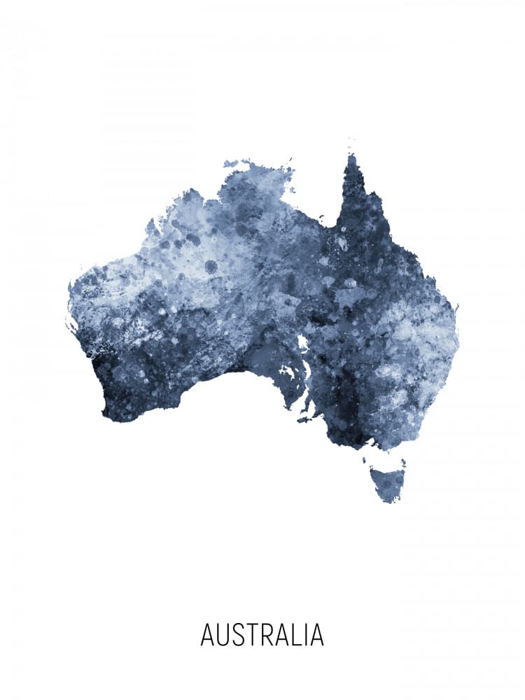 Indigo Australia Map by Michael Tompsett — canvas wall art
