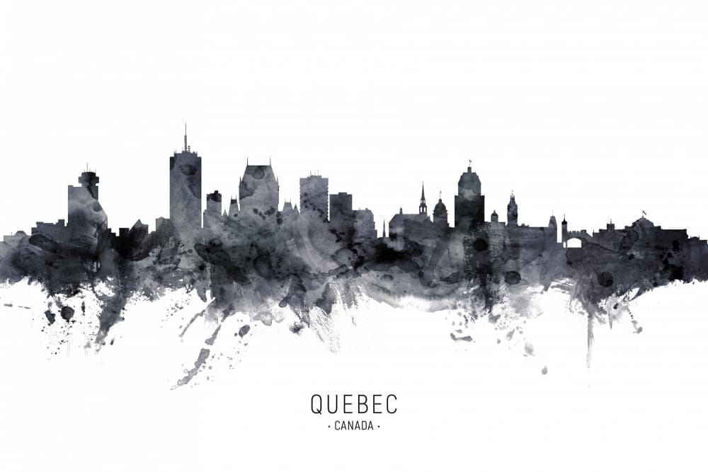 Quebec City Watercolor Skyline by Michael Tompsett — canvas wall art