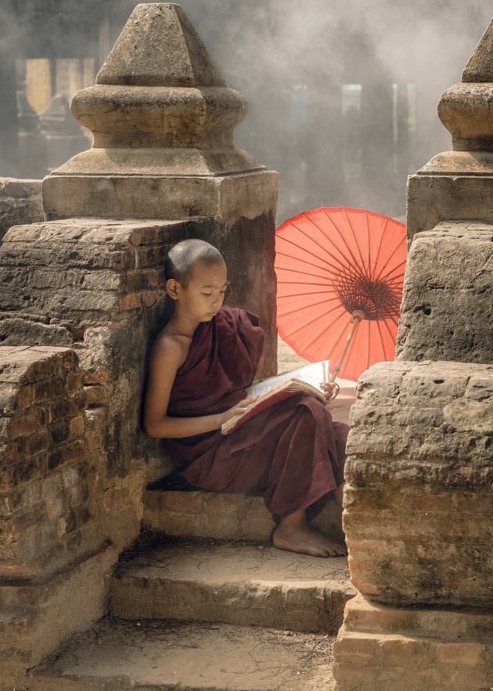 Young Monk Reading by ADIREK M — canvas wall art
