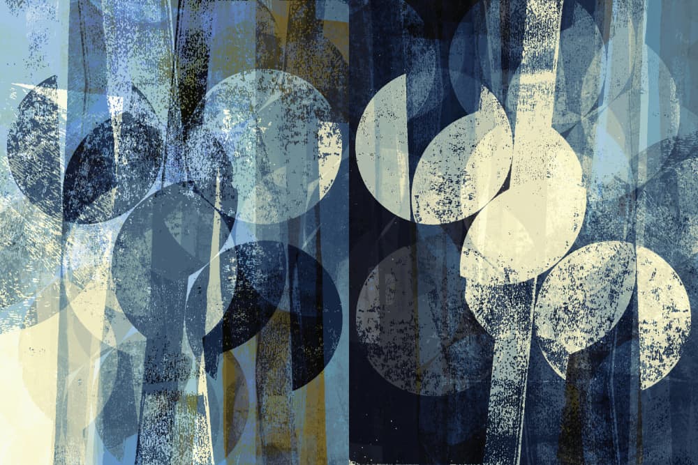 Deep Blue Abstract Circles by Petr Strnad — canvas wall art