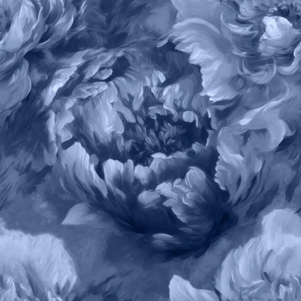 Moody Blue Peony by Bilge Paksoylu — canvas wall art