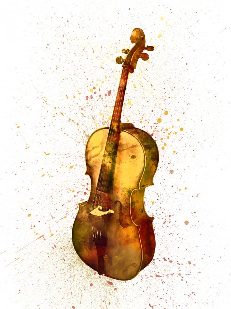 Vibrant Cello Splash by Michael Tompsett — canvas wall art