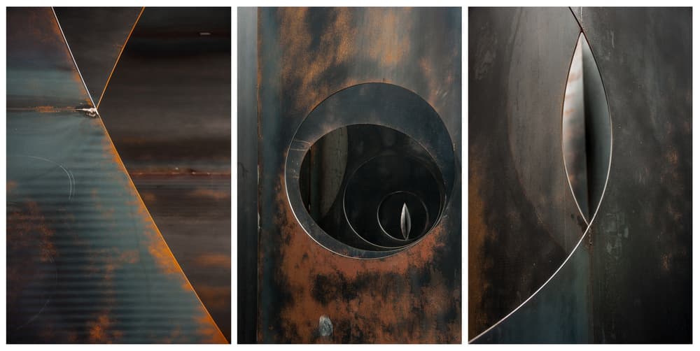 Rusted Metal Geometry by Hilde Ghesquiere — canvas wall art