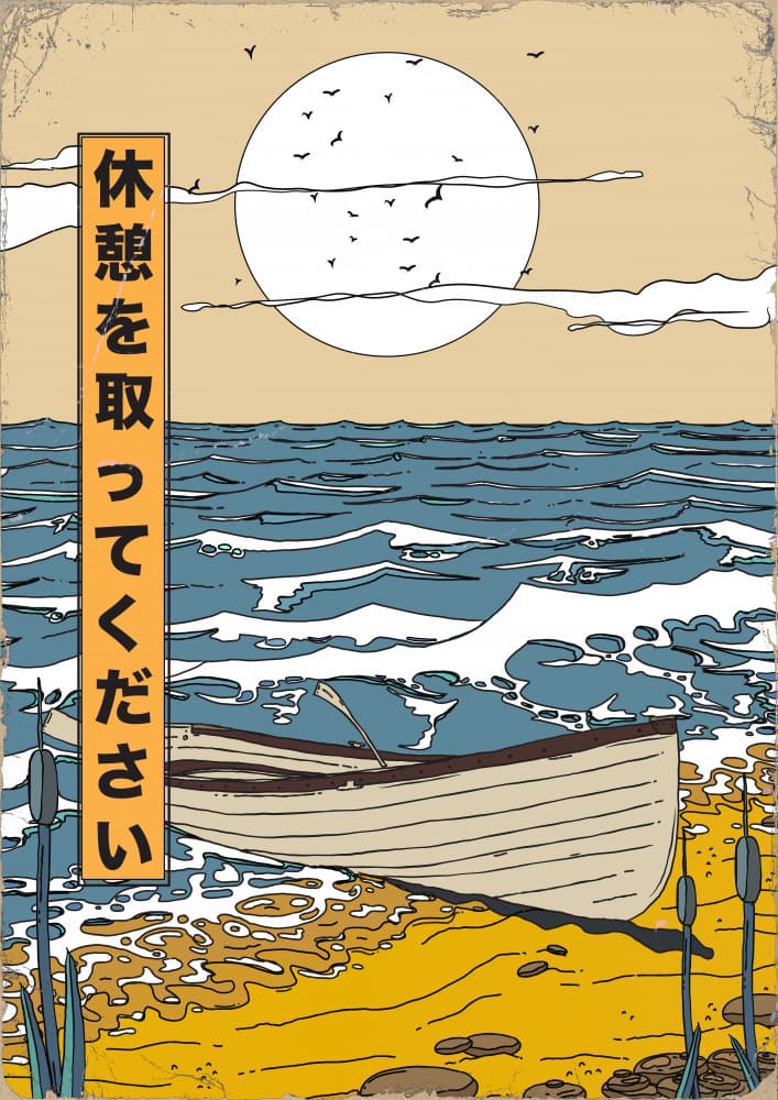 Japanese Beach Relaxation by Nicholas — canvas wall art
