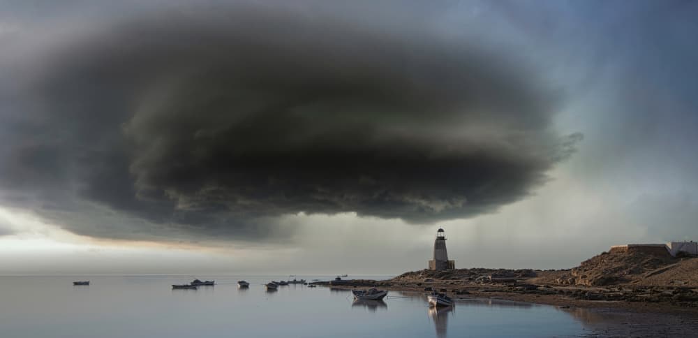 Lighthouse Before Storm by Saskia Dingemans — canvas wall art