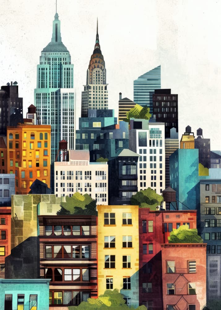 Vibrant New York City by Justyna Jaszke — canvas wall art