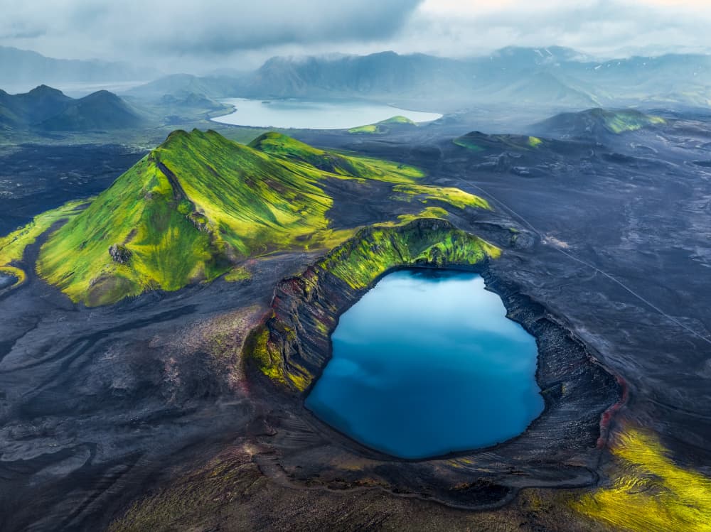Green Volcano Crater Lake by Jacek Swiercz — canvas wall art