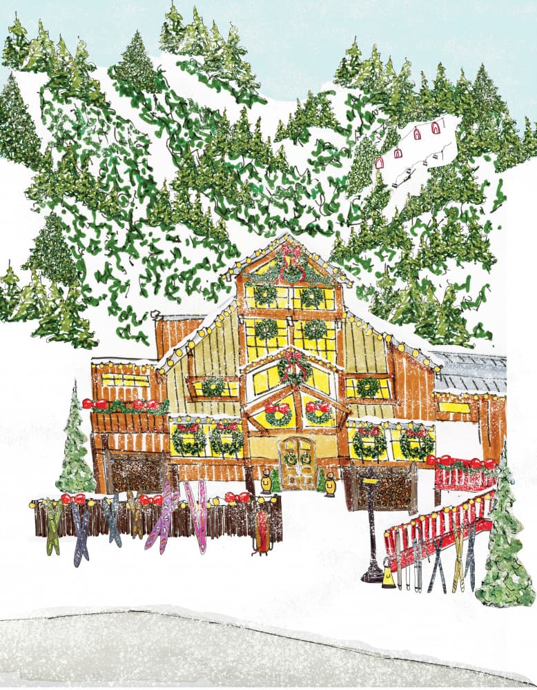 Festive Christmas Ski Lodge by Breanna Megan Studio — canvas wall art