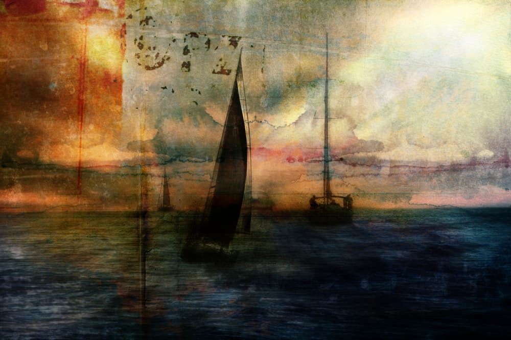 Moody Ocean Sailboats by Natalia — canvas wall art