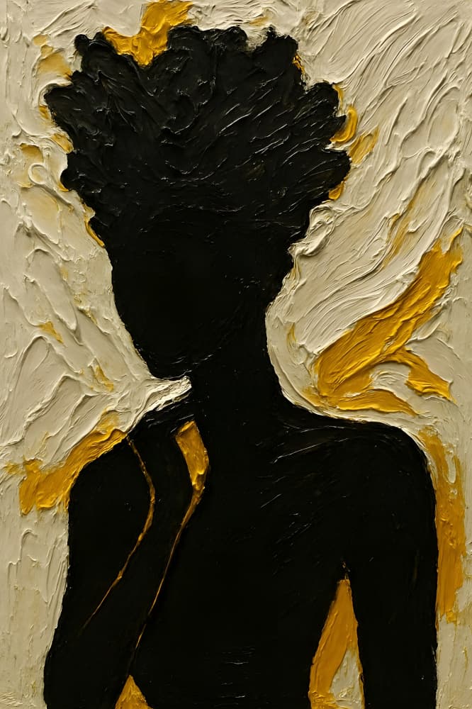 Golden Afro Silhouette by HUGO — canvas wall art