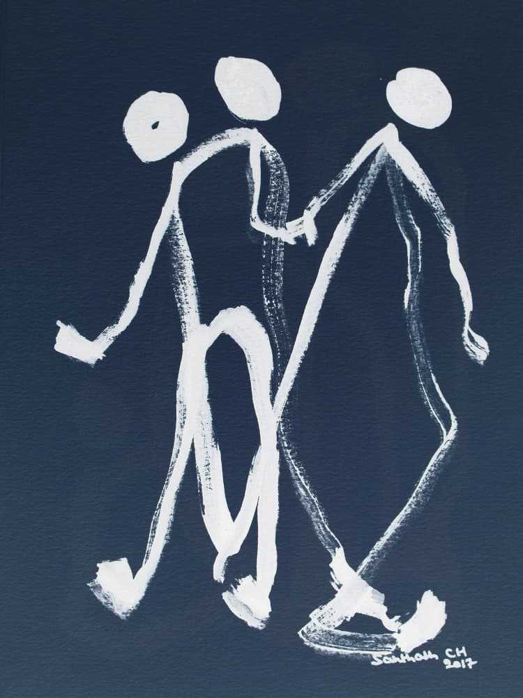 Three Friends Walking by Santhosh ch — canvas wall art
