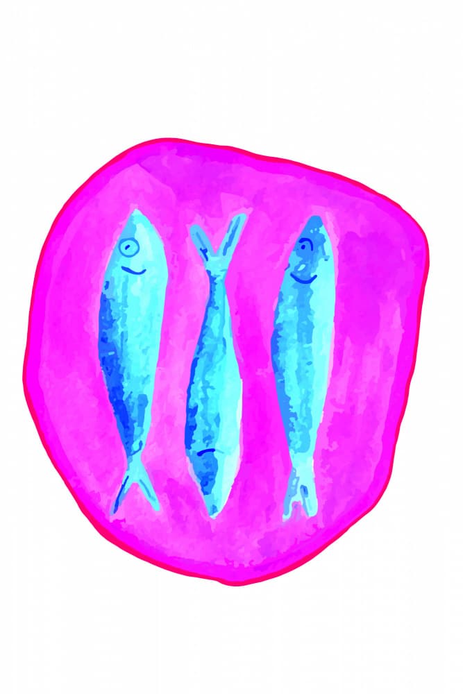 Smiling Blue Fish by Elizabeth C — canvas wall art