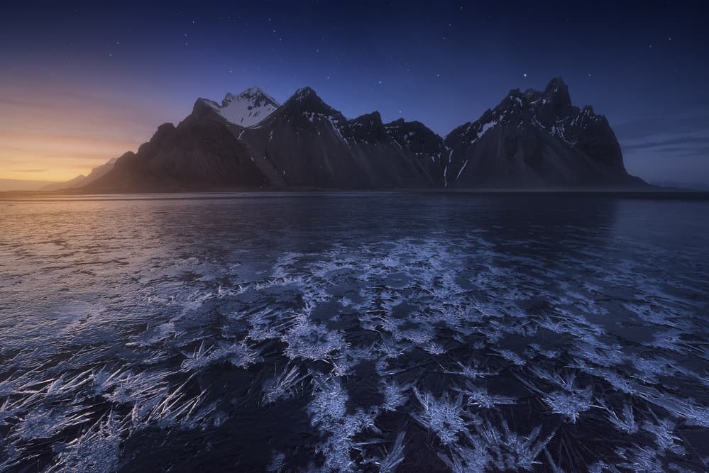 Icy Mountain Twilight by Carlos F. Turienzo — canvas wall art
