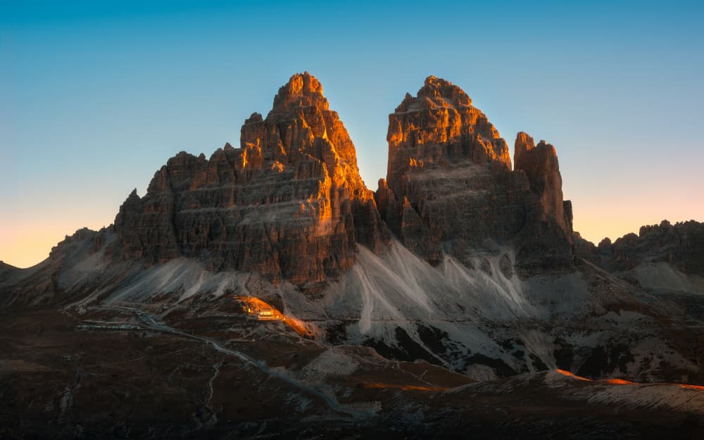 Golden Tre Cime Peaks by Anastasios Gialopoulos — canvas wall art