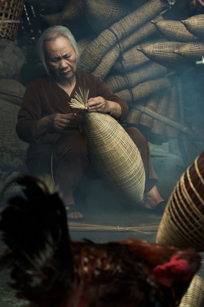 Traditional Basket Weaver by Jack Ou — canvas wall art
