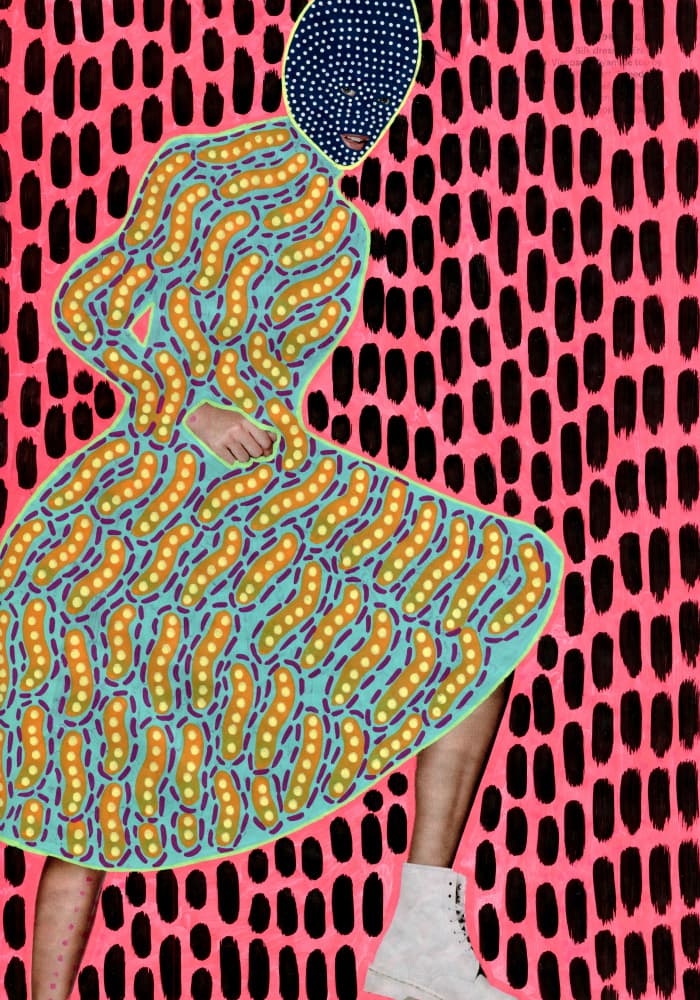 Vibrant Masked Woman