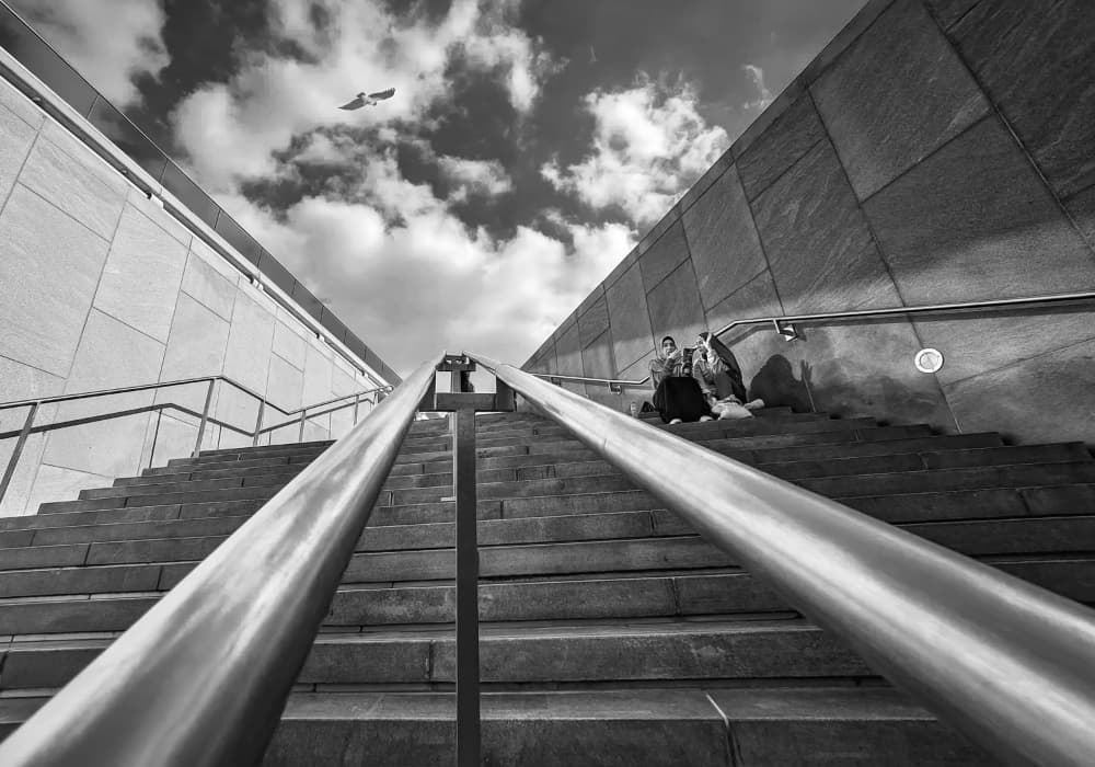 Urban Stairway Perspective by Hesham Ragab — canvas wall art