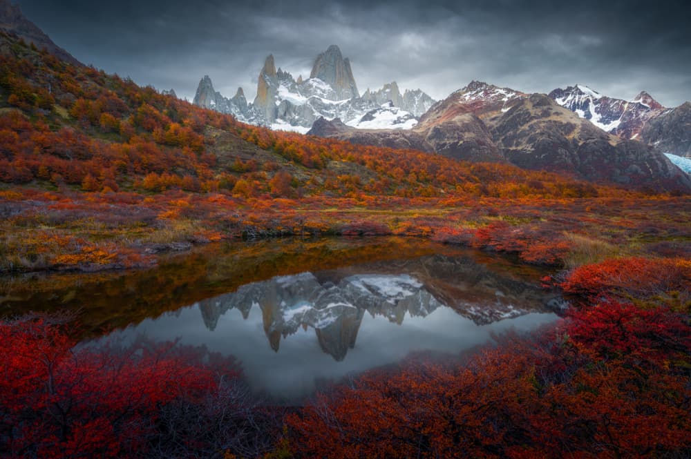 Autumn Mountain Reflection by SANDEEP MATHUR — canvas wall art