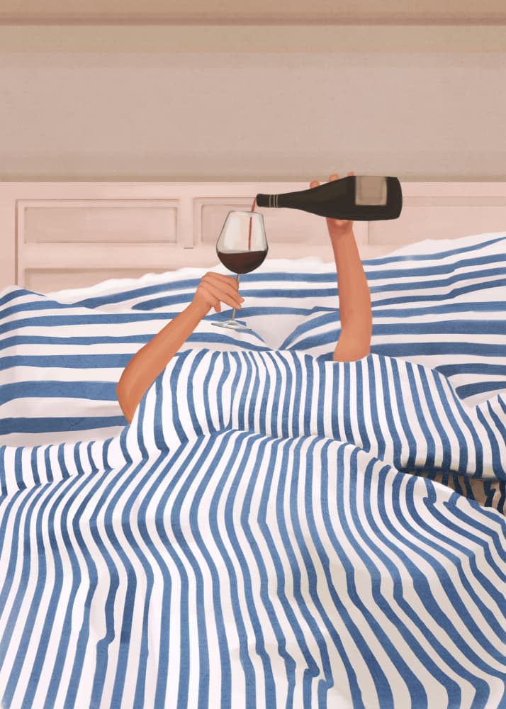 Wine In Bed by Flow Line — canvas wall art