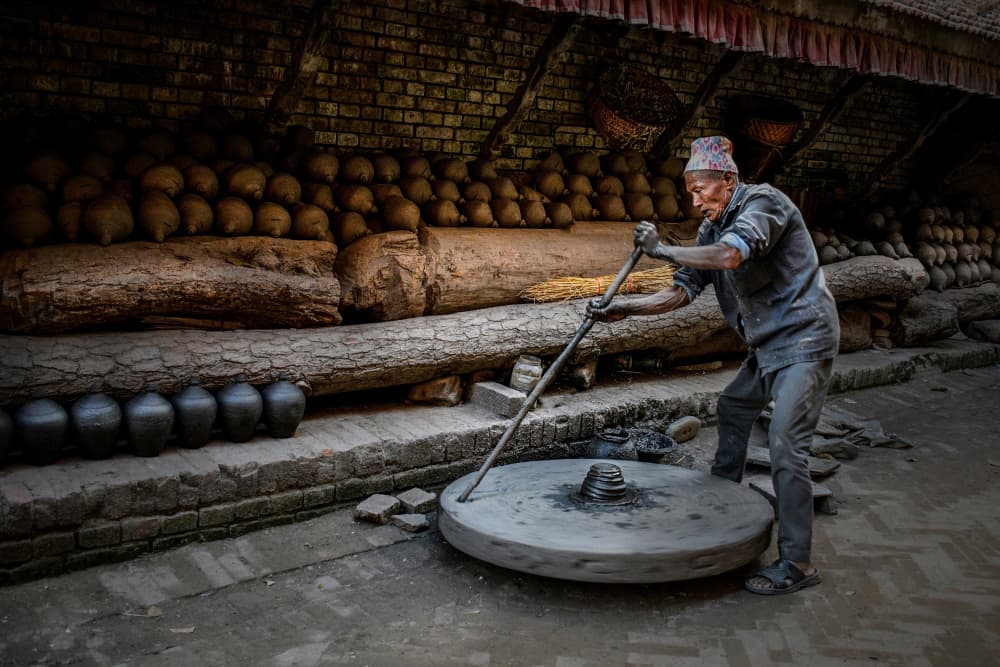 Nepali Potter's Craft by Irene Perovich — canvas wall art