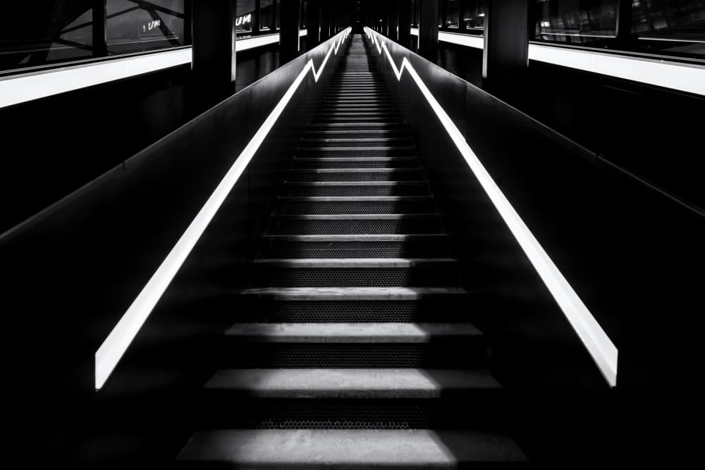 Geometric Light Stairway by Roswitha Schleicher-Schwarz — canvas wall art