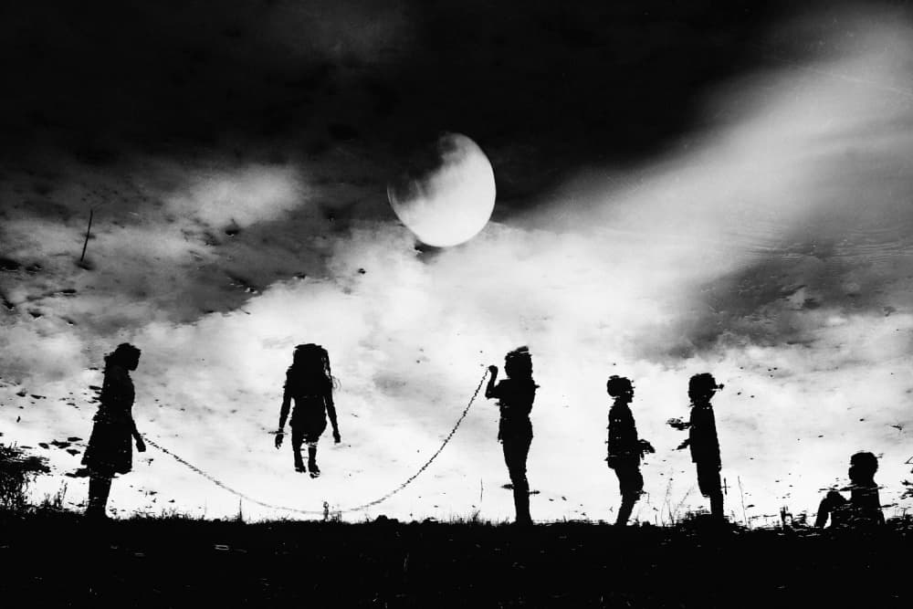 Moonlit Playtime Silhouettes by Jay Satriani — canvas wall art