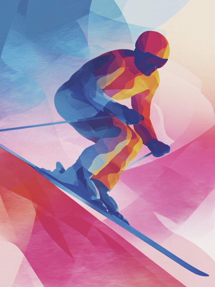Vibrant Downhill Skier by Andreas Magnusson — canvas wall art