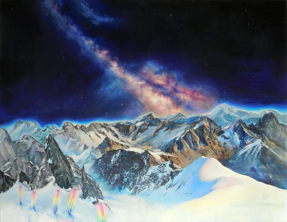Milky Way Over Mountains by Anne Wölk — canvas wall art