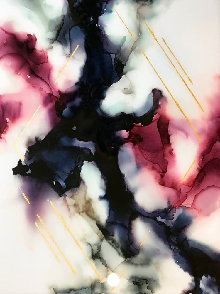 Fluid Magenta Gold Abstract by Alyson Storms — canvas wall art