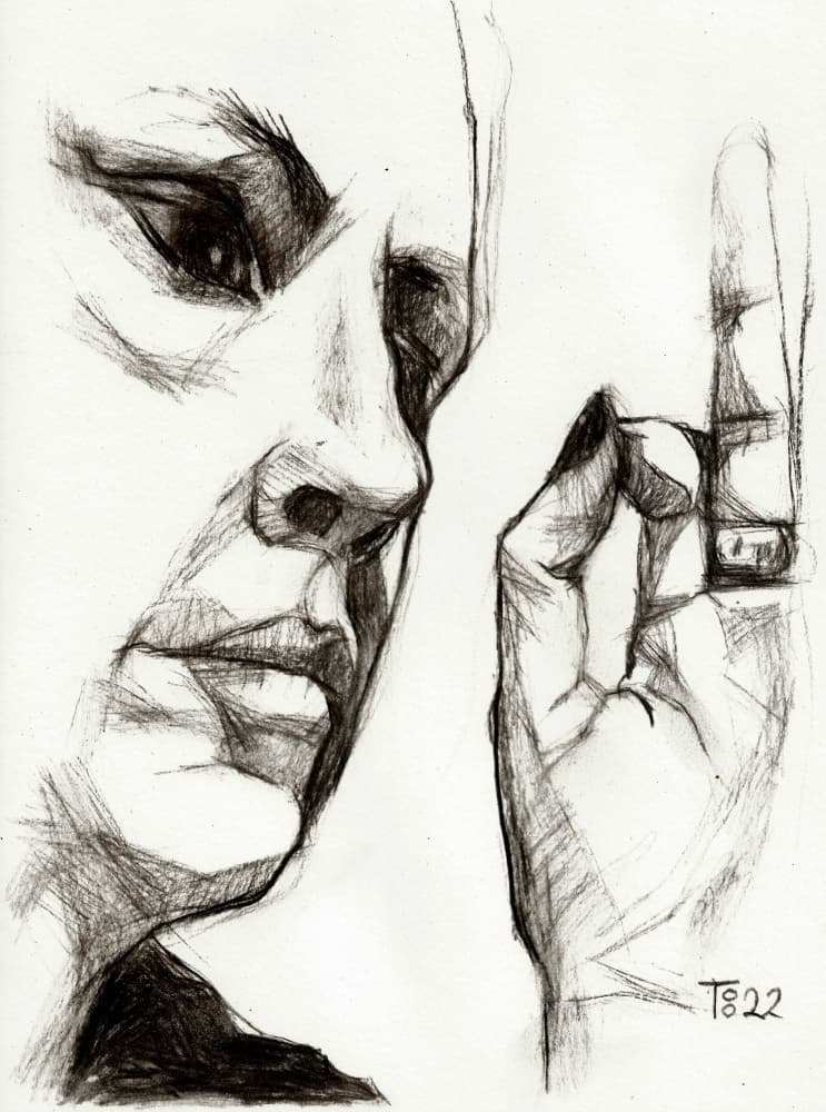Pensive Profile Sketch by Tore Bahnson — canvas wall art