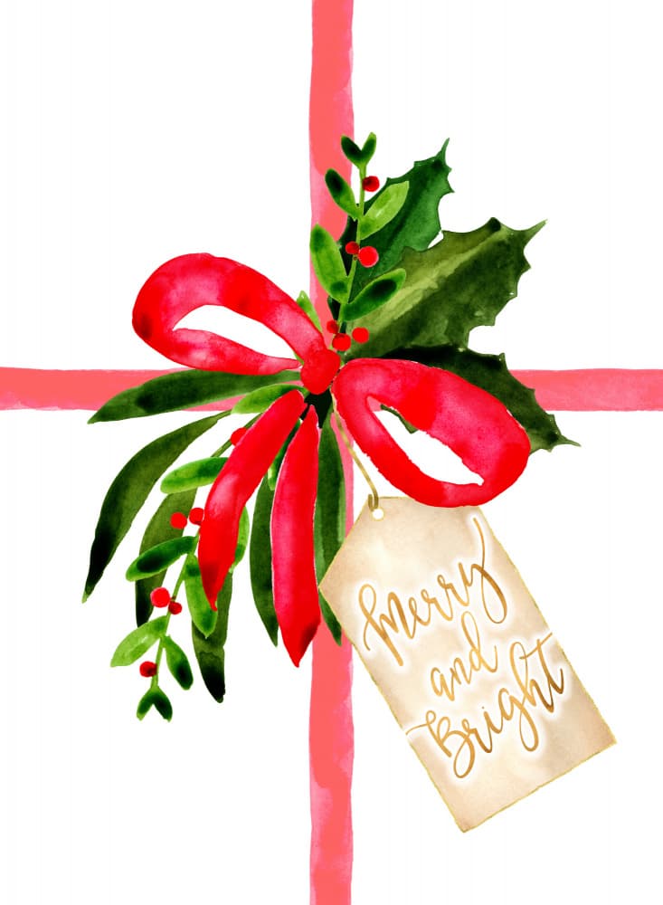 Merry and Bright Gift by Rosana Laiz Blursbyai — canvas wall art
