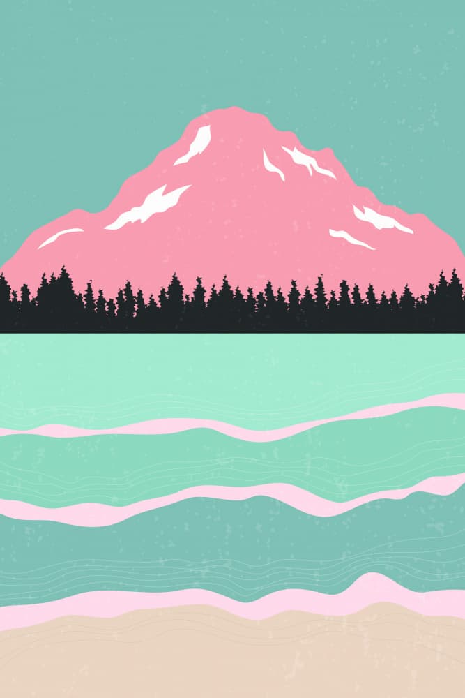 Pink Mountain Beach Dream by jay stanley — canvas wall art