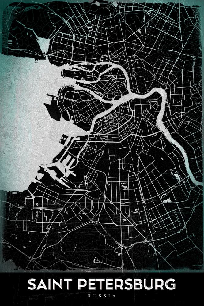 Saint Petersburg City Map by StudioSix — canvas wall art