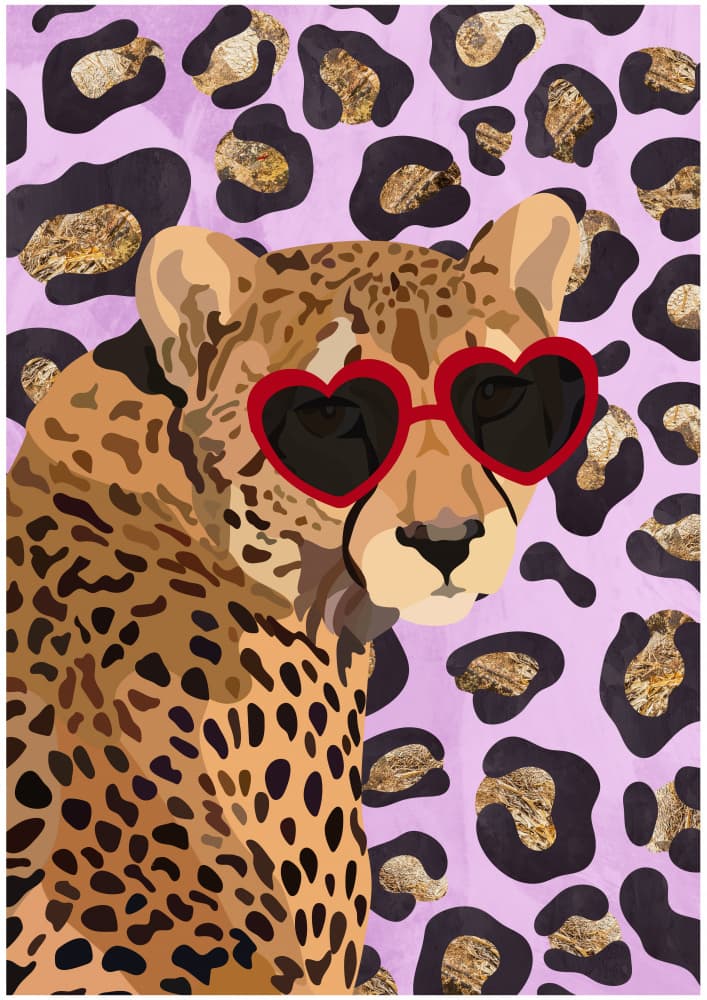 Cheetah in Heart Sunglasses by Sarah Manovski — canvas wall art