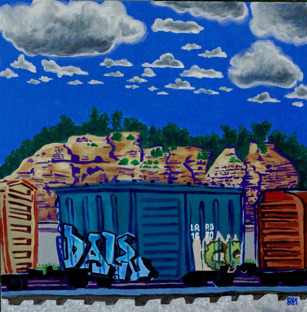 Graffiti Train Mountains by Steve Spencer — canvas wall art