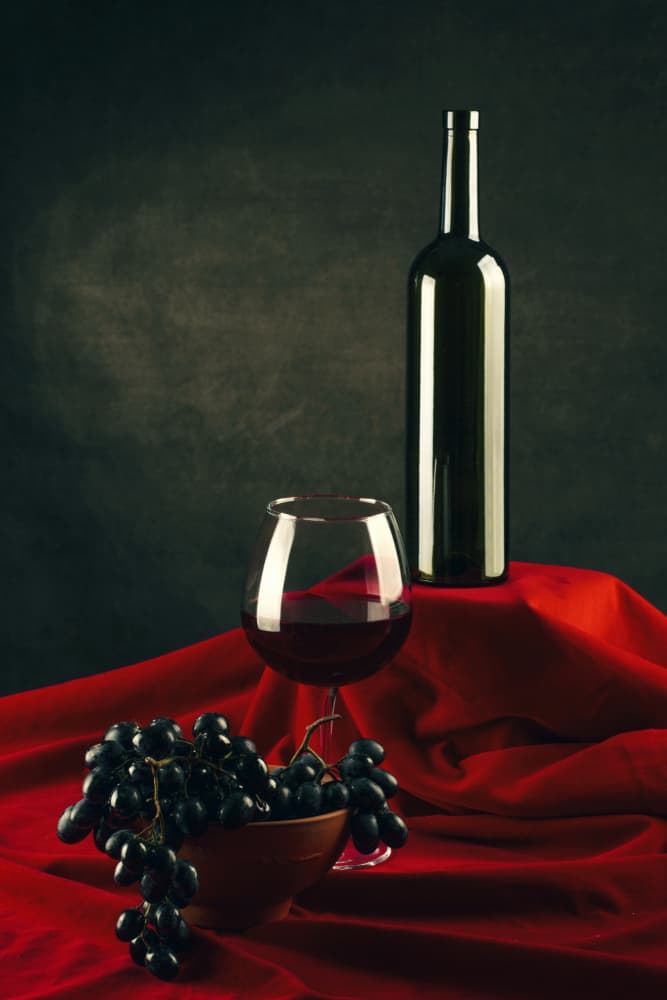 Still life with wine and grapes by Brig Barkow — canvas wall art