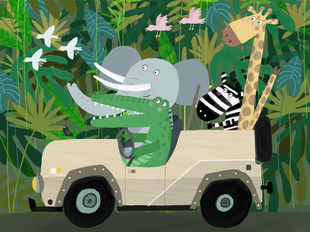 Safari Jeep Adventure by Carla Daly — canvas wall art