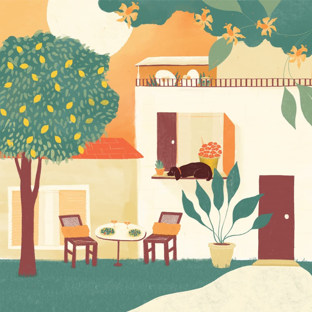 Sunny Backyard Retreat by Shriya Bhattacharya — canvas wall art
