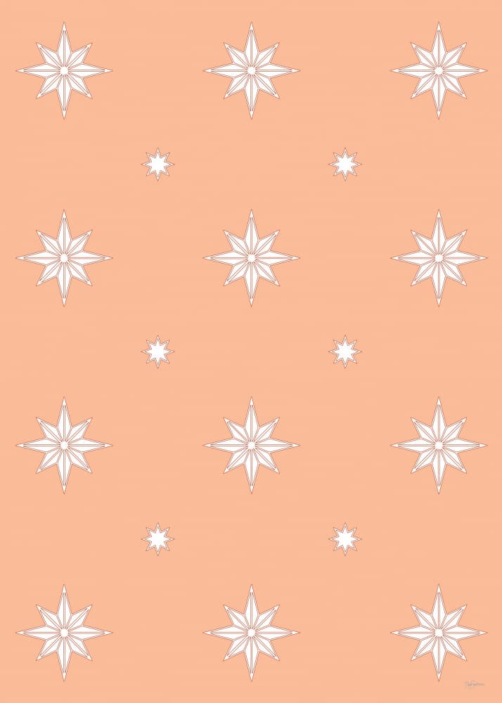 Dreamy Peach Star Pattern by Sue Skellern — canvas wall art