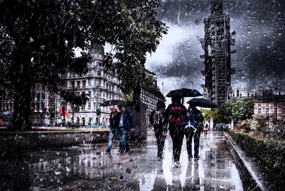 Rainy London Reflections by Nicodemo Quaglia — canvas wall art