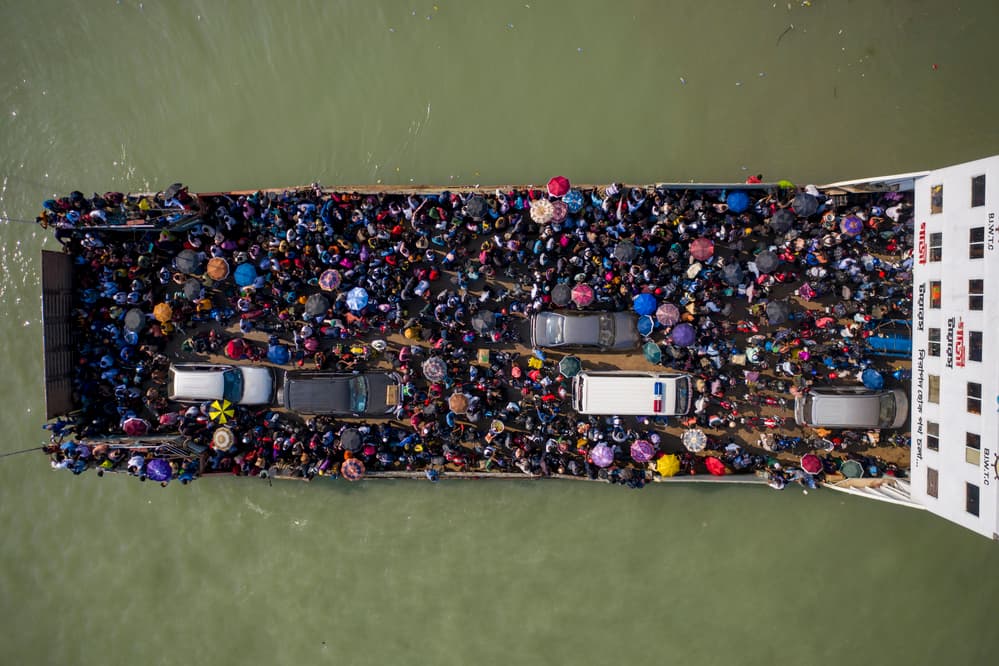 Crowded Ferry Crossing by Azim Khan Ronnie — canvas wall art