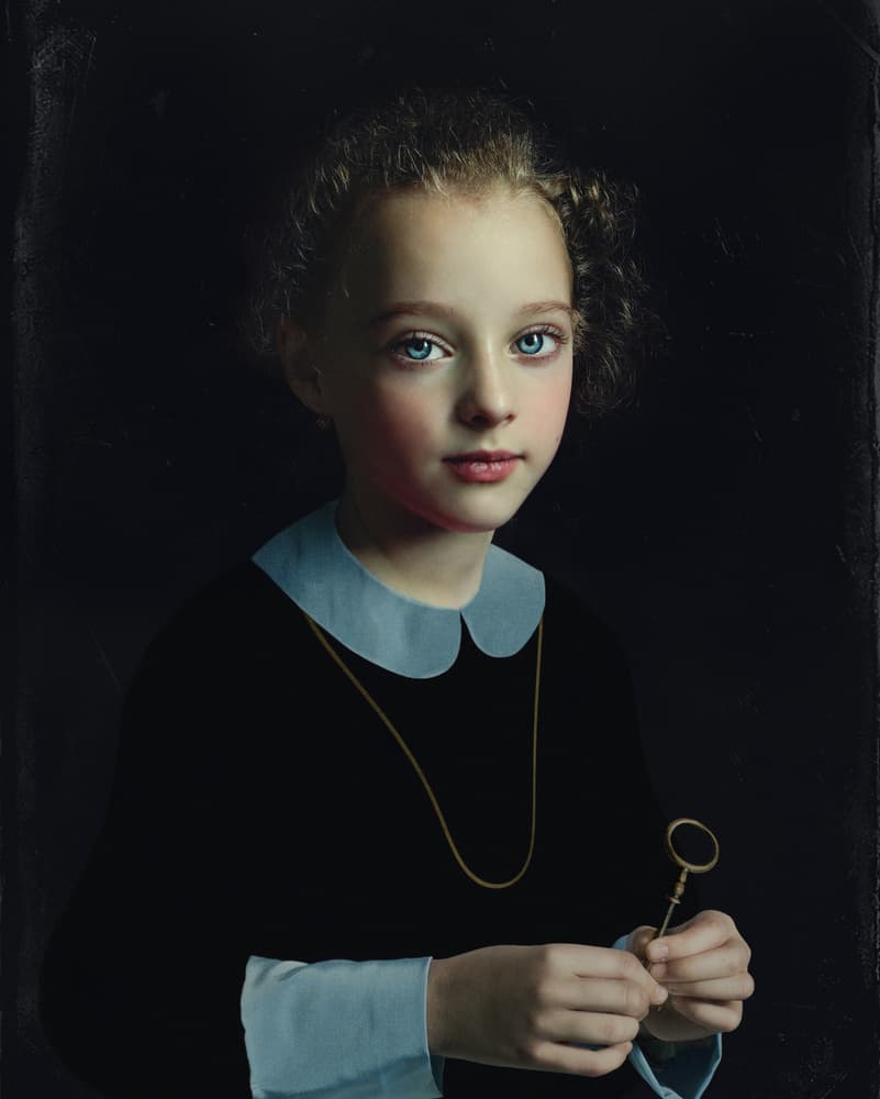 Young Girl Holding Key by Svetlana Melik-Nubarova — canvas wall art