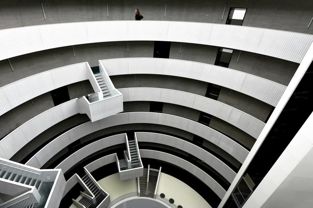 Modern Building Layers by Jorge Pimenta — canvas wall art