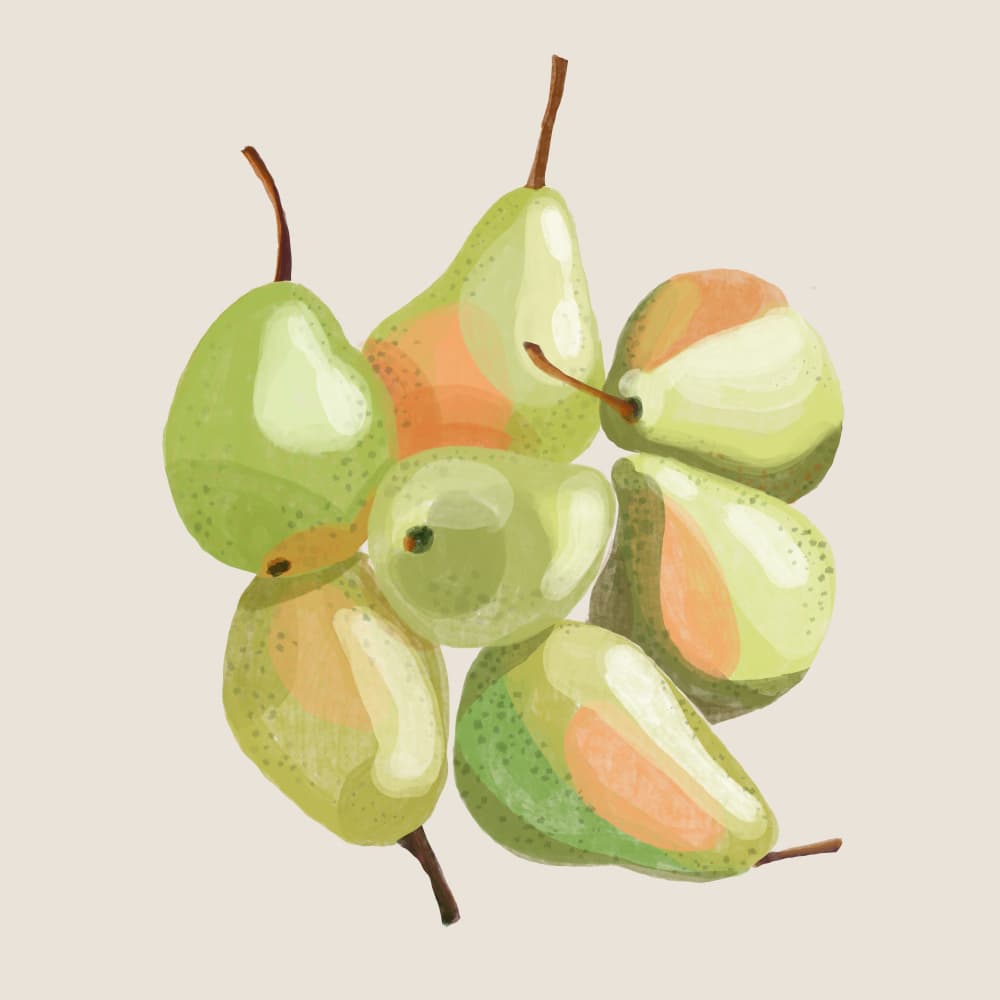Green Pears Still Life by Rosana Laiz Blursbyai — canvas wall art