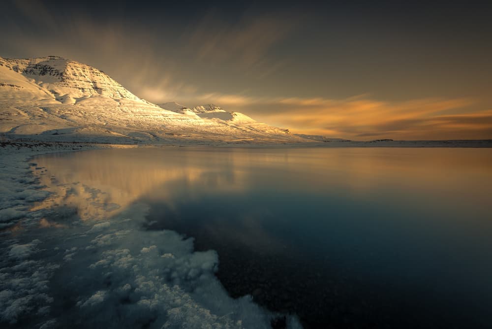 Golden Winter Reflections by Haim Rosenfeld — canvas wall art