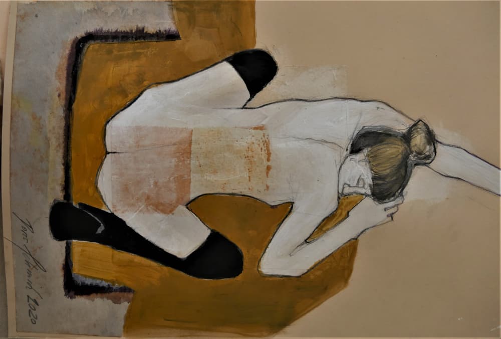 Golden Reclining Nude by Doris Schmitz — canvas wall art