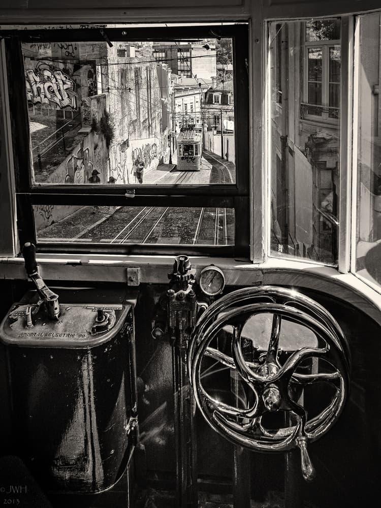 Historic Tram Driver's View by Jerry Hughes — canvas wall art
