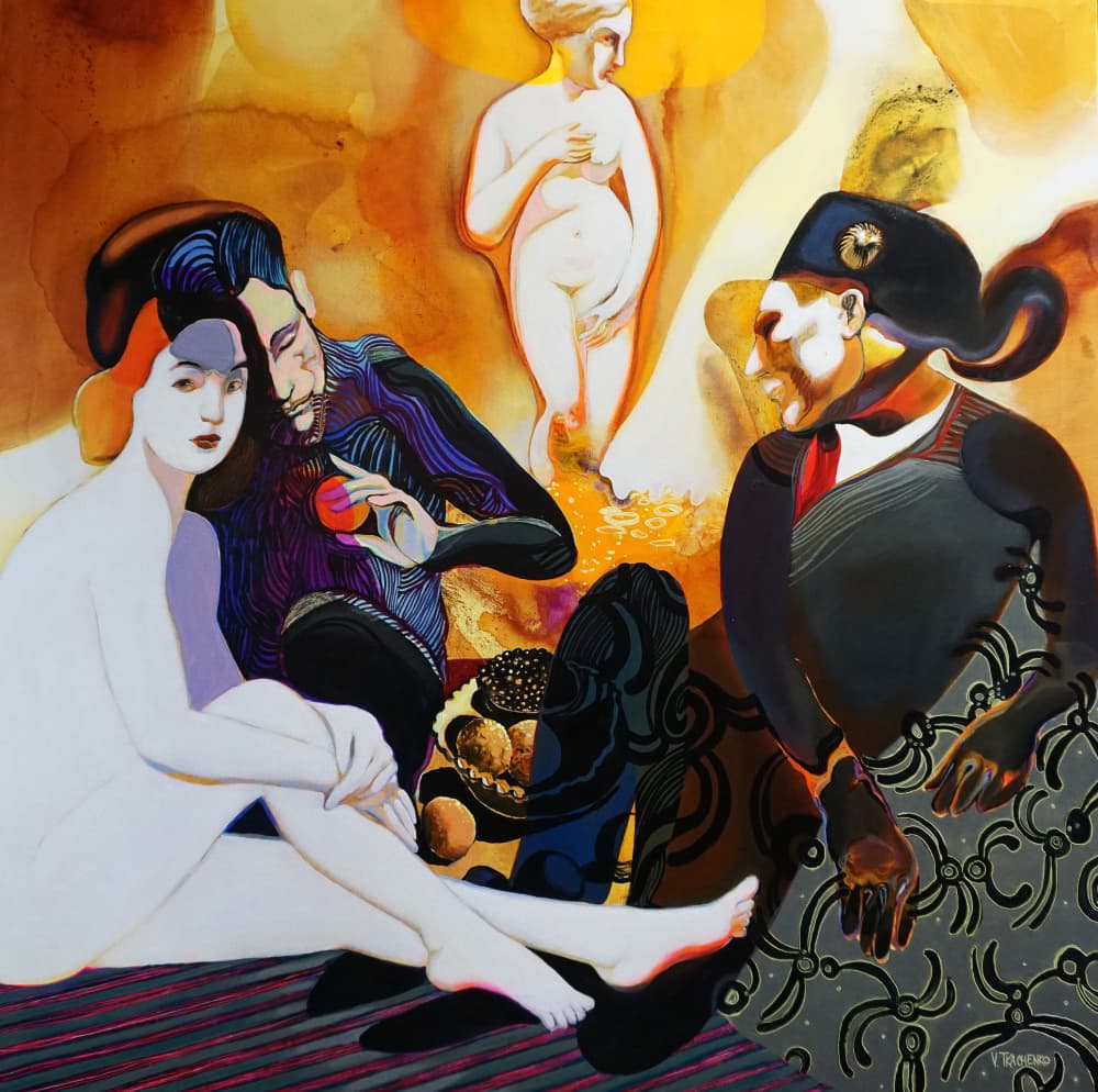 Mythic Figures Encounter by Victor Tkachenko — canvas wall art