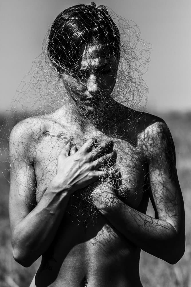 Veiled Woman Portrait by Bogdan Bouşcă — canvas wall art